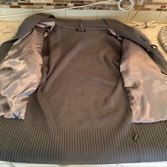 Gray Rabbit Fur and Knit Hooded Sweater Size XL by Dolce Cabo - Picture 8 of 14